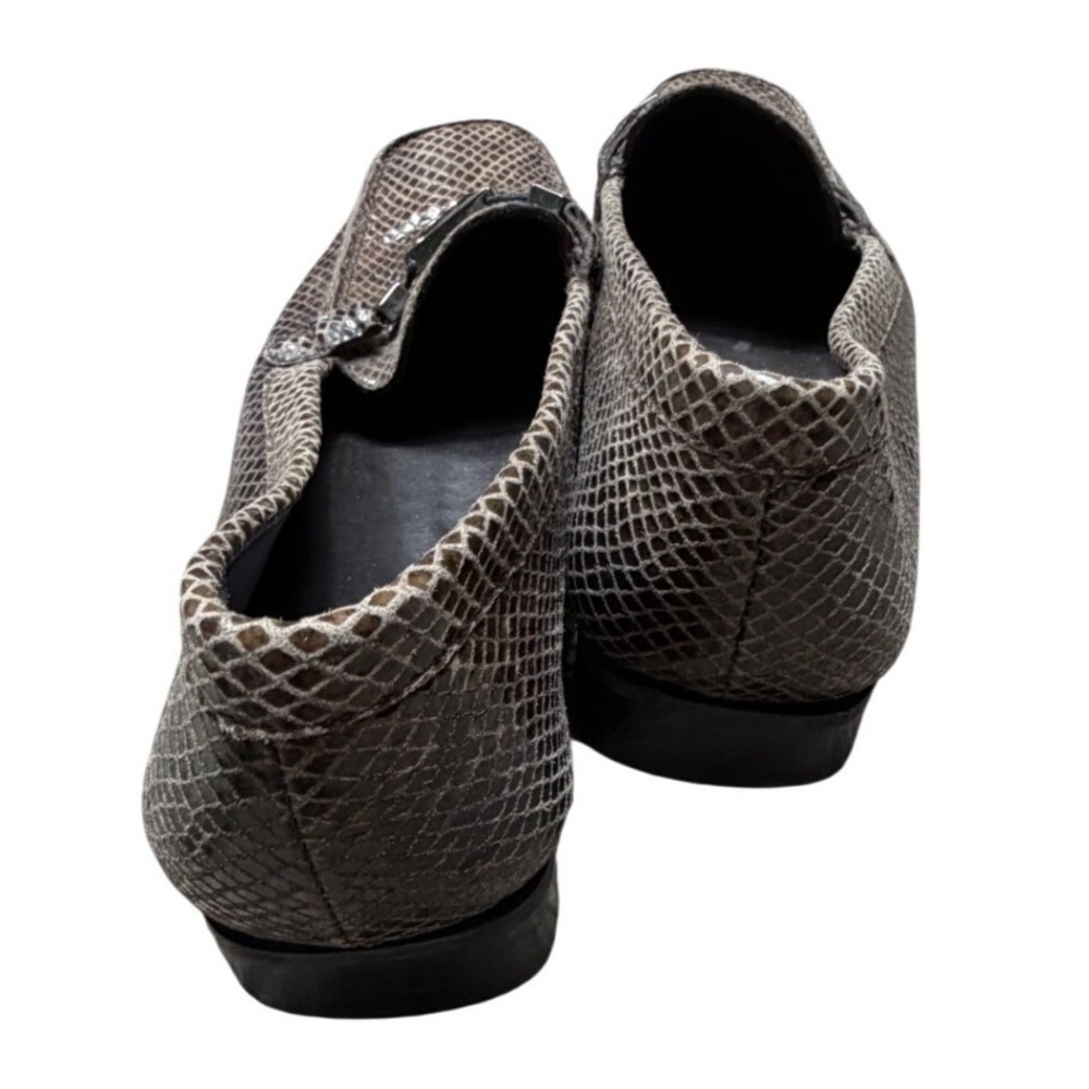 Stuart Weitzman Snakeskin Leather Bit Loafers Brown Slip On Womens Size 9 - Picture 5 of 9